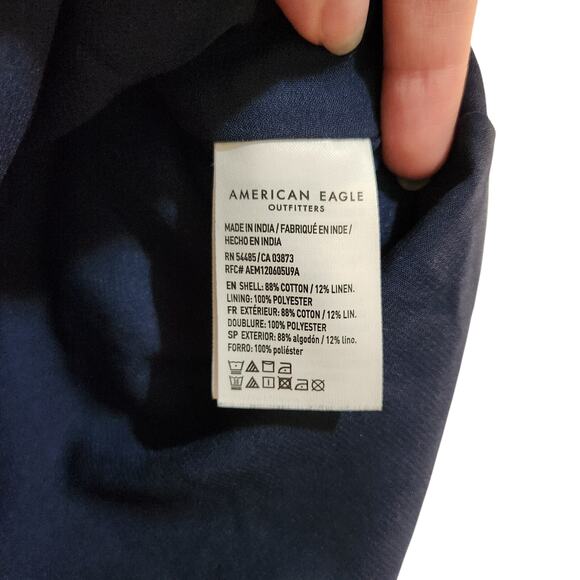 American Eagle Plaid Button Fly A-Line Mini Skirt Casual Retro Y2K Navy Size XL - Picture 7 of 8